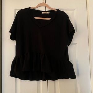 Crown & Ivy Black Peplum Blouse